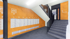 Проект ЖК Надёжный - Крупные стикеры с нумерацией этажей у почтовых ящиков